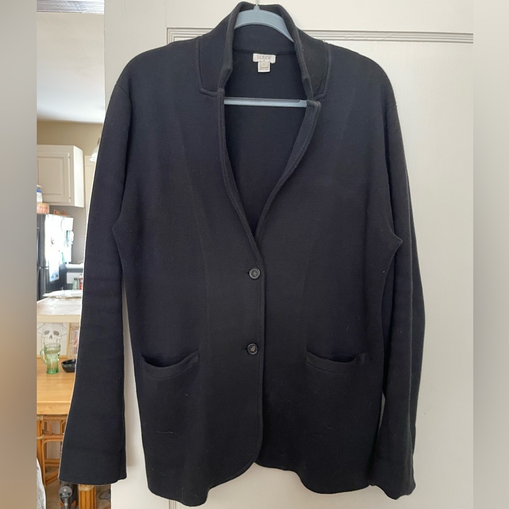 J. Crew: Black Cotton Knit Sweater Blazer (Women’s Size: XL)